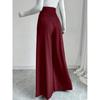 Women's Spring/Fall Minimalist and Elegant High-Waisted, Tummy-Tucking Wide-Leg Pants with Pockets for The Office