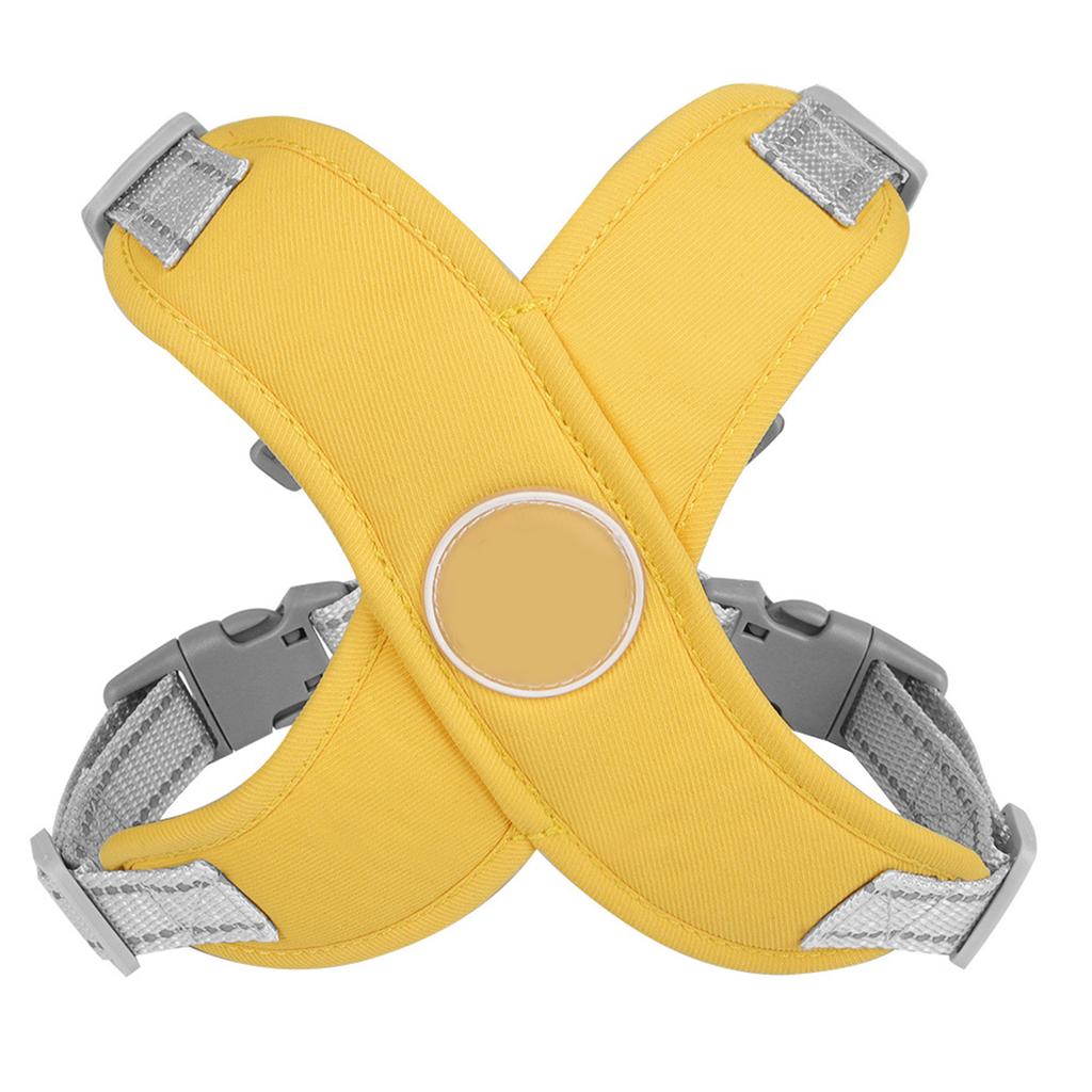 Dog Harness Leash Reflective Soft Padded Adjustable Choking Prevention Pet Vest Leash for Walking Training Yellow S