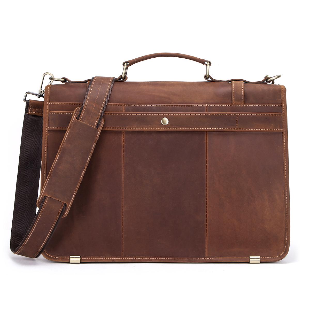 CONTACT S мужской вместительный портфель из натуральной кожи в классическом стиле кофейный — фото 3