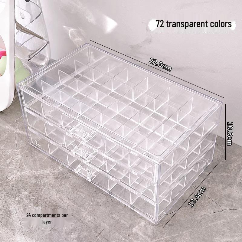 

72-Grid Multi-Layer Acrylic Jewelry Storage Box for Earrings, Necklaces, and Studs with Anti-Oxidation Protection