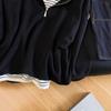 Fake Two-piece Hooded Long-sleeved Knitted Sweater Women's Autumn New Pleated Waist Design Top