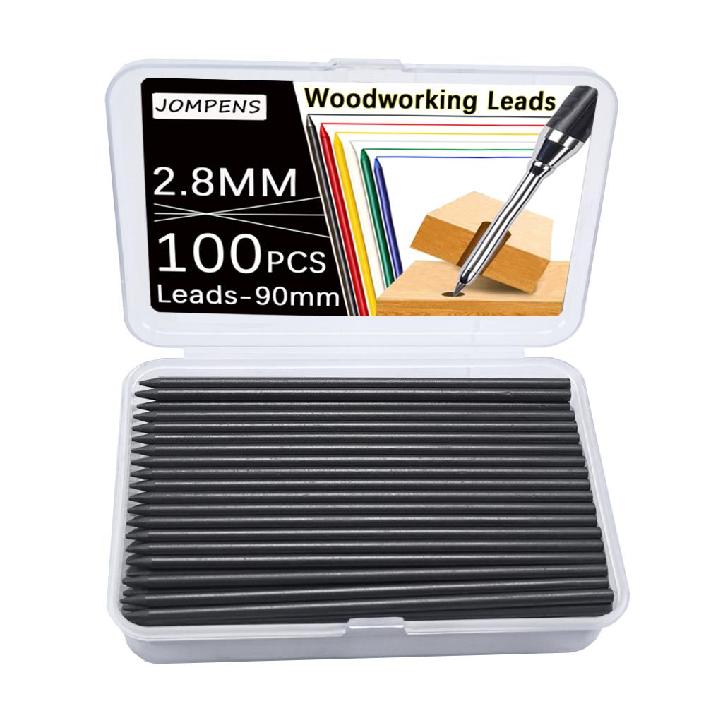 100 Stück 90/120mm Schwarze Holzbearbeitungs Mechanische Bleistiftminen Nachfüllpackung, 2,8mm Austauschbare Minen - Architekten Markierungswerkzeug Zubehör black