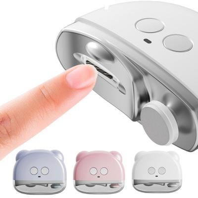 Baby Electric Nail Clipper with LED Light Rechargeable 3 Speed Automatic Nail Trimmer Kids Adults Seniors Fingernail Cutter Polisher Grinder