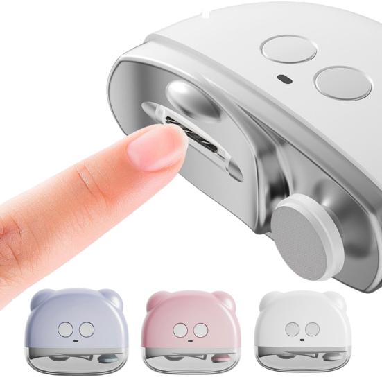 Baby Elektrisk Negleklipper med LED-lys Oppladbar 3 Hastigheter Automatisk Negletrimmer Barn Voksne Eldre Fingerneglklipper Poleringsmaskin Sliper