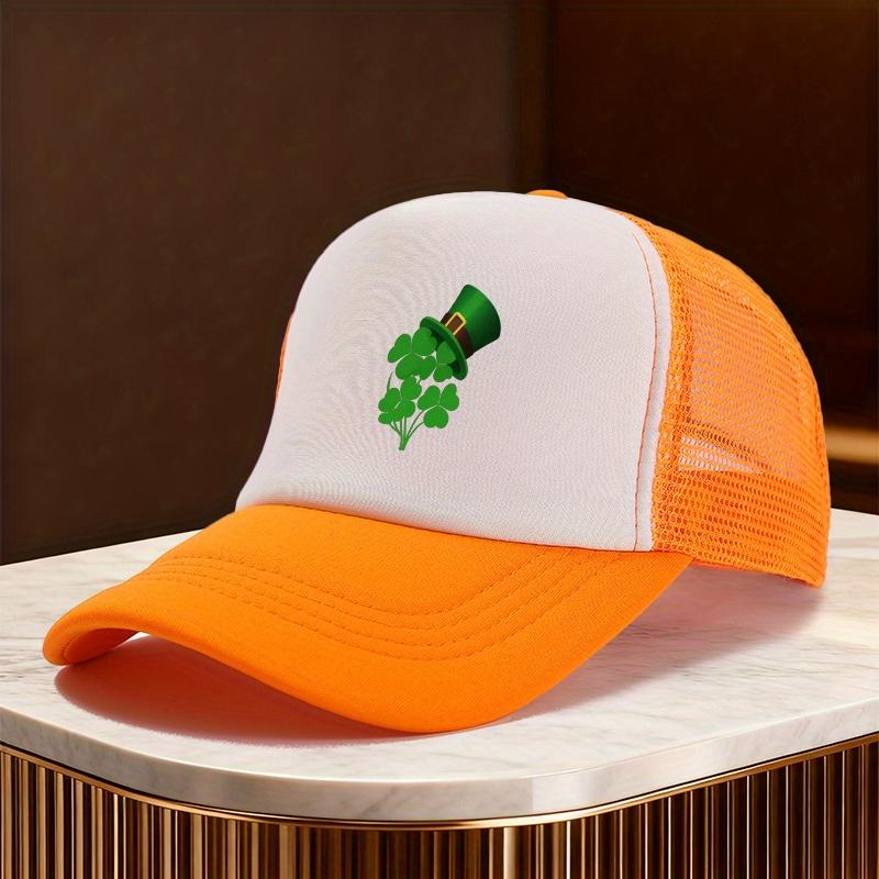 Irish Shamrock Leprechaun Hat Trucker Hat Mesh Adjustable Unisex Casual Baseball Cap for St Patrick Day