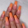Gradient Orange Trapezoid Press-On Nails In Gentle Ballet Style
