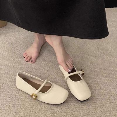 Leather Soft-soled Mary Jane Shoes Women's Small Leather Shoes 2025 Spring and Summer New Versatile One-word Strap Single Shoes Flat-soled