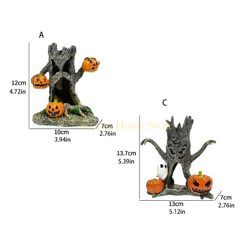 F26C Halloween Themed Resins Aquarium Statues for Indoor Outdoor Fish Tanks Decorations Miniature Garden Ornaments