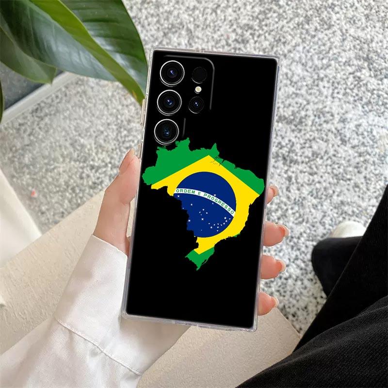 Brazil Brazilian Flag Clear Case For Samsung Galaxy S26 S25 S24 S23 Ultra S20 S21 FE S22 Plus S26 Ultra S25FE Soft Phone Cover