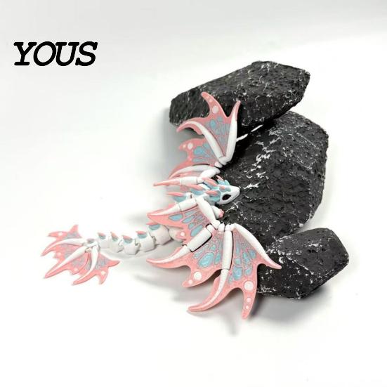Smooth Texture Figurines 3D Printed Dragon Butterfly Figurine, Articulated Desk Decor, Cute Decorative Sculpture Shelf Ornament, Stress Relief