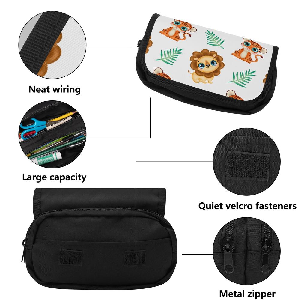 Pencil Case High Capacity Zipper Closure 300D Polyester with Two Compartments for Pens Ruler Scissors Earphones for Boys Girls
