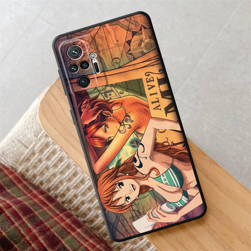 Black Soft Phone Cover Case for Xiaomi Redmi Note 9S 13 14 Pro Plus 7 8 11s 12s 10S 9 10 11 12 Pro One Piece Nami Luffy