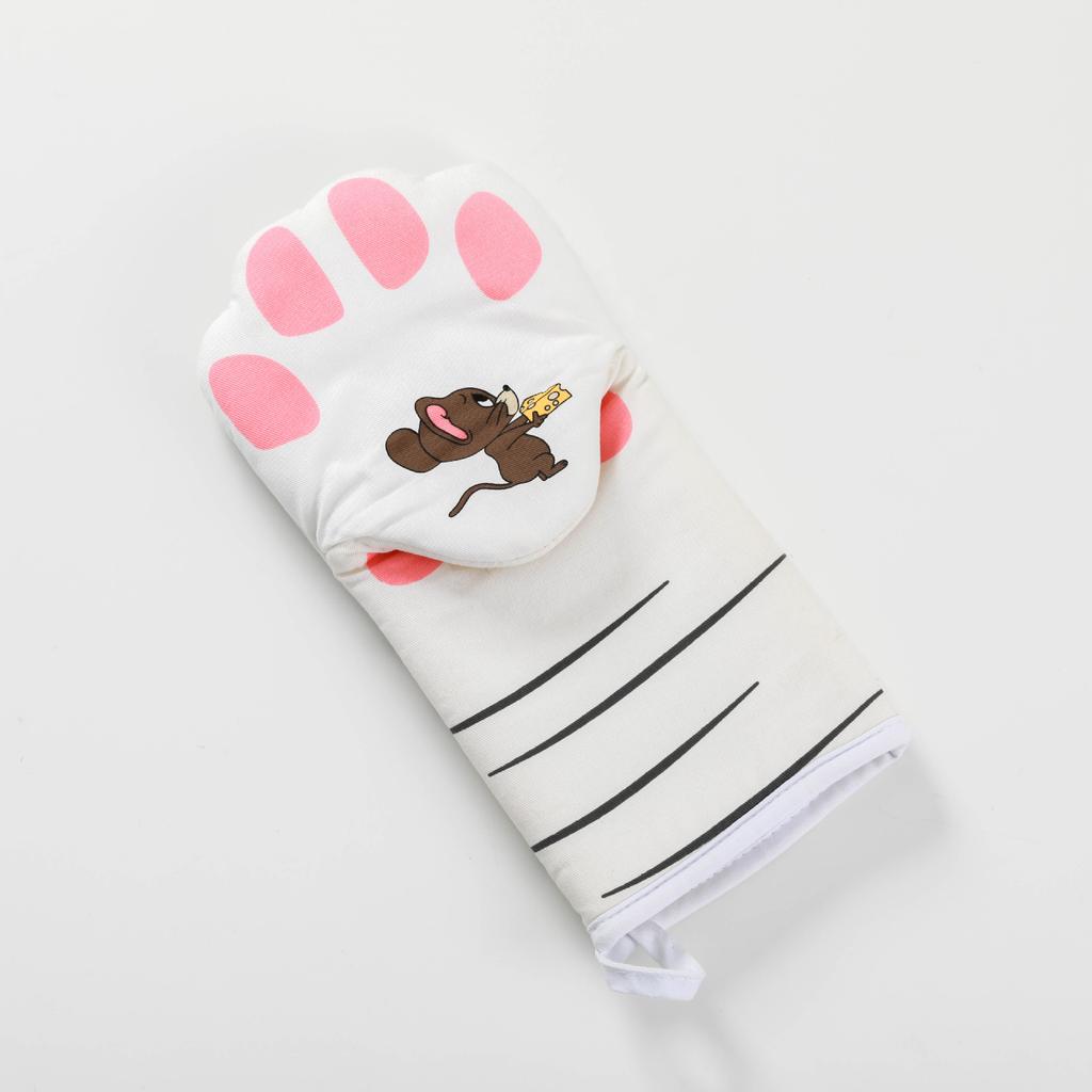 1pc Cute Cat Paws Oven Mitts Cat Claw Baking Oven Gloves Anti-scald Microwave Heat Resistant Insulation Non-slip Cat Paw Gloves