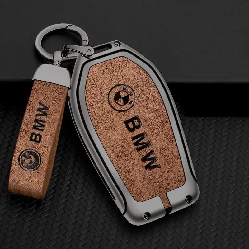 Hot 2025 Alloy Car Key Cover Protect Case Shell Leather Keychain For BMW G08 G38 G28 F52 G26 G02 G01 G07 G06 G05 IX3 F40 G30 G20