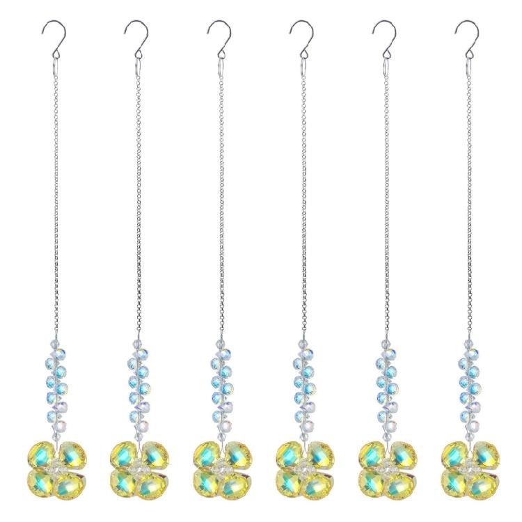 6 Piece Artistic Mineral 4 Leaf Shamrock Hangings White Mineral Wind Chime Upgrades for Attractive Spectrum Displays