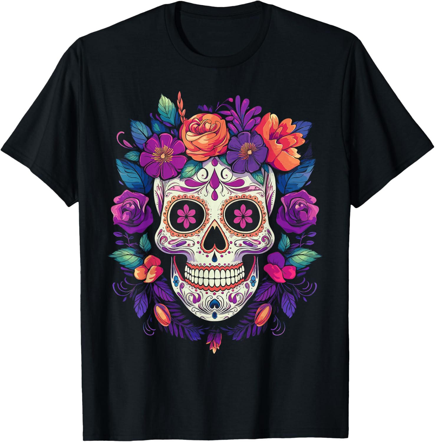 De Los Muertos Day of The Dead Sugar Skull Halloween Women T-Shirt XXXL