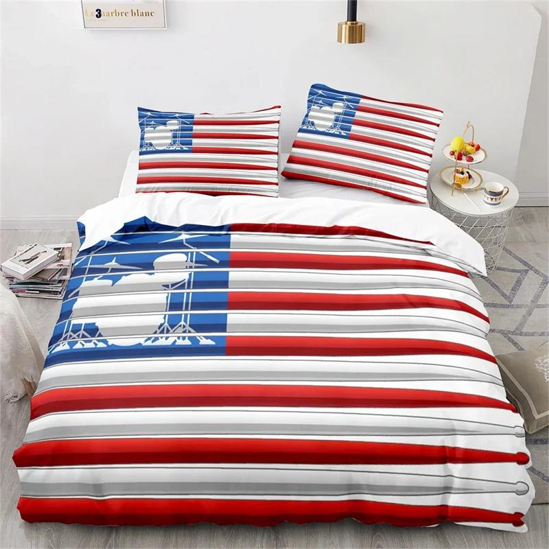 Drum Kit King Queen Duvet Cover Rock Musical Style Bedding Set for Kids Teens Adults Hip Hop Grunge 2/3pcs Polyester Quilt Cover