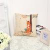Cartoon Hand-Painted Fox Peach Leather Velvet Printed Pillow Cute Little Fox Sofa Cushion Cover Home Pillow Cover