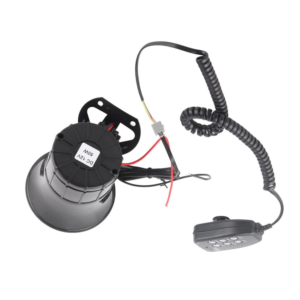 50W 120dB Car Loud Horn 6 Sounds Emergency Warning Alarm Siren Universal for 12V Auto Car Firefighting