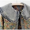 Women's Spring Long-Sleeved Peter Pan Collar Denim Jacket Autumn Design Casual Short Top