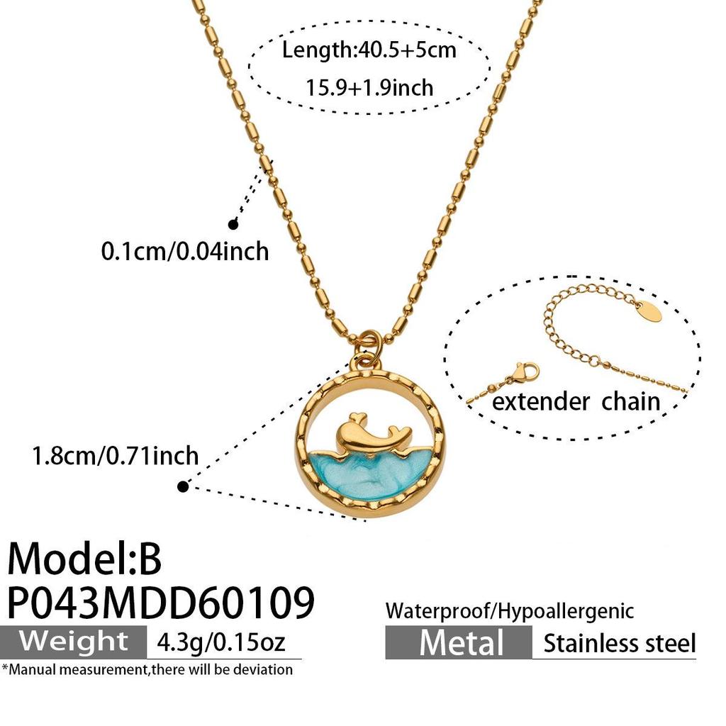 Ocean Series: 18K Gold-Plated Whale & Starfish Pendant Necklace.