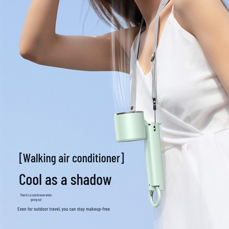 Portable Foldable USB Hanging Neck Fan: Compact Mini Fan with Handheld Option, High Speed, and Long Battery Life for Outdoor Use