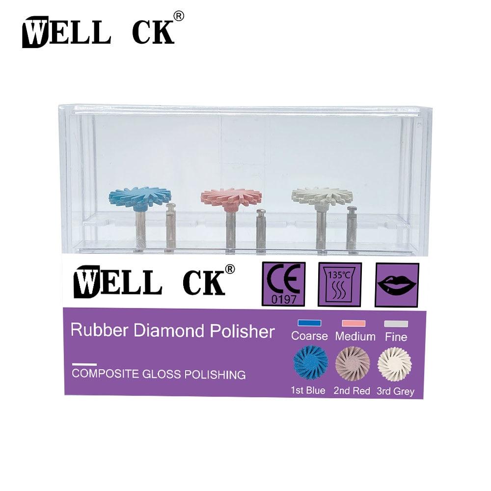 

WellCK 6 шт./компл. стоматологический резиновый алмазный полировщик, композитный полирующий круг для блеска, спиральные гибкие боры 6 pcs/box