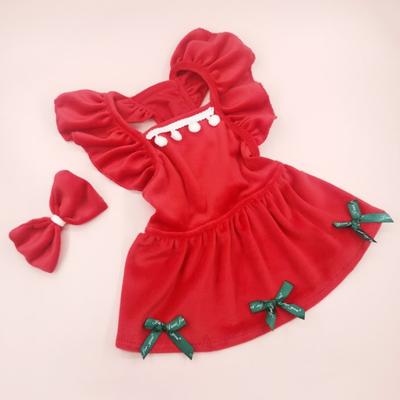 1 Set Haustierkleid Weihnachten Hundekostüm Eleganter roter Rock mit Schleife Kopfschmuck Katze Prinzessin Kleid Heimtierbedarf