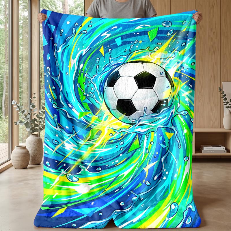Soccer Ball in Water 1 Theme blanket Lightweight Warm Flannel Blanket Decorative Throw Blanket for Home Decoration