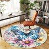 1pc Butterfly Flowers Round Chair mat Area Rug - Non-Slip, Floor Mat for Office, Bedroom, and Indoor Decor c1125464