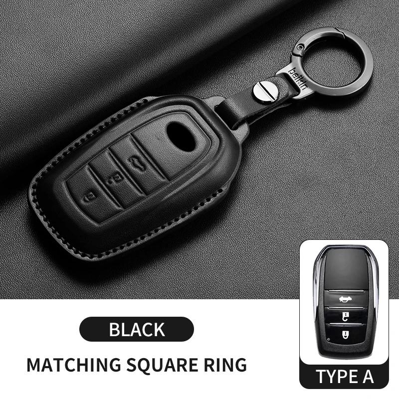 Leather Car Key Case Cover For Toyota Corolla Camry RAV4 CHR C-HR Hilux Prius Land Cruiser Prado Car Key Protector Accessories