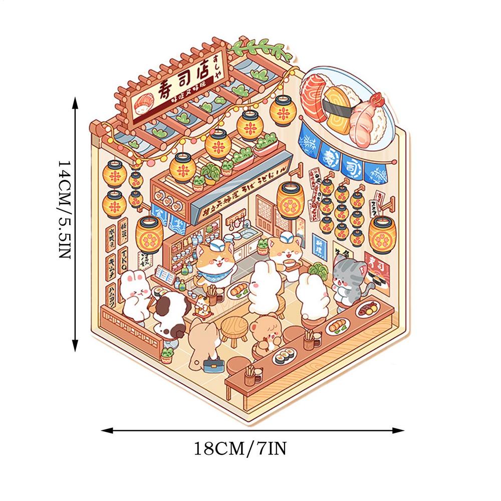 House Stickers 3D Miniature Scene Visual Cartoon Stacking Stickers Gift for Kid Child Baby Student Stress Relief Decoration Tool