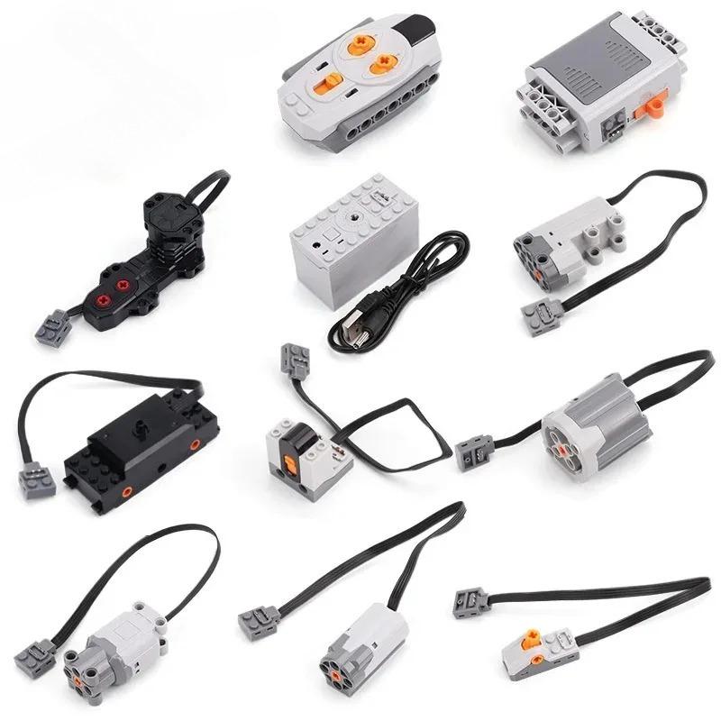 Remote Control Electric Motor Car Set Battery Box/ Switch /Led Light/ Power Function Moc Building Blocks Motor Toys For Kids