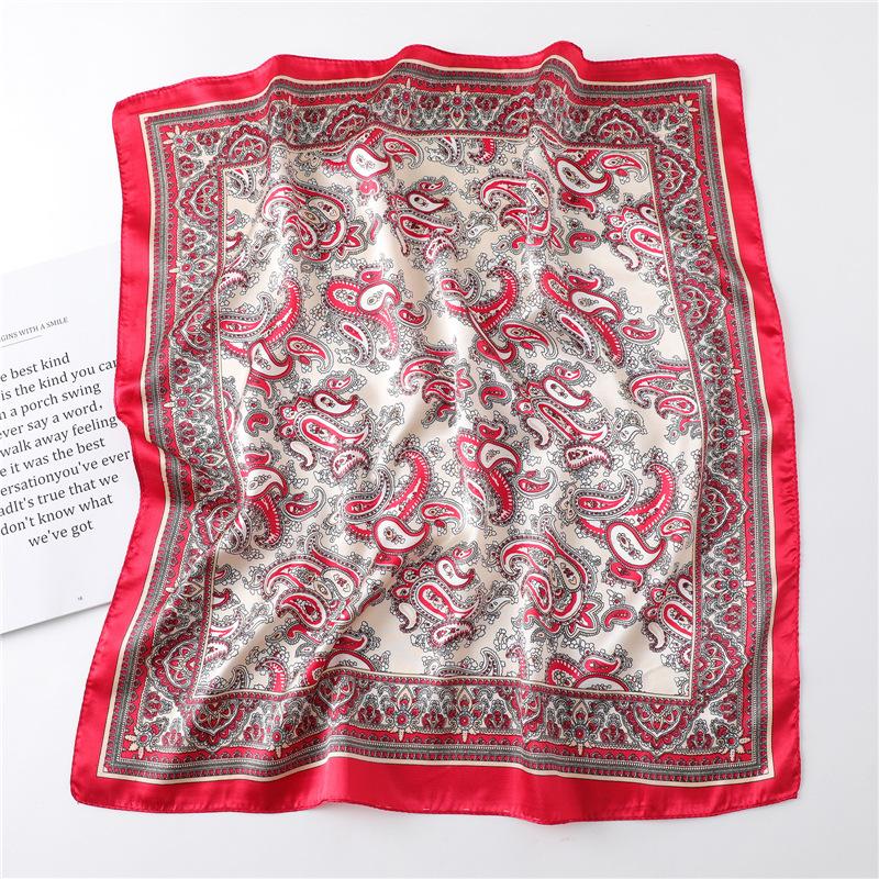 60Cm Square Bandana Women Silk Scarf Paisley Print Handkerchief Hair Band Decorate Scarves Fashion Luxury Shawl