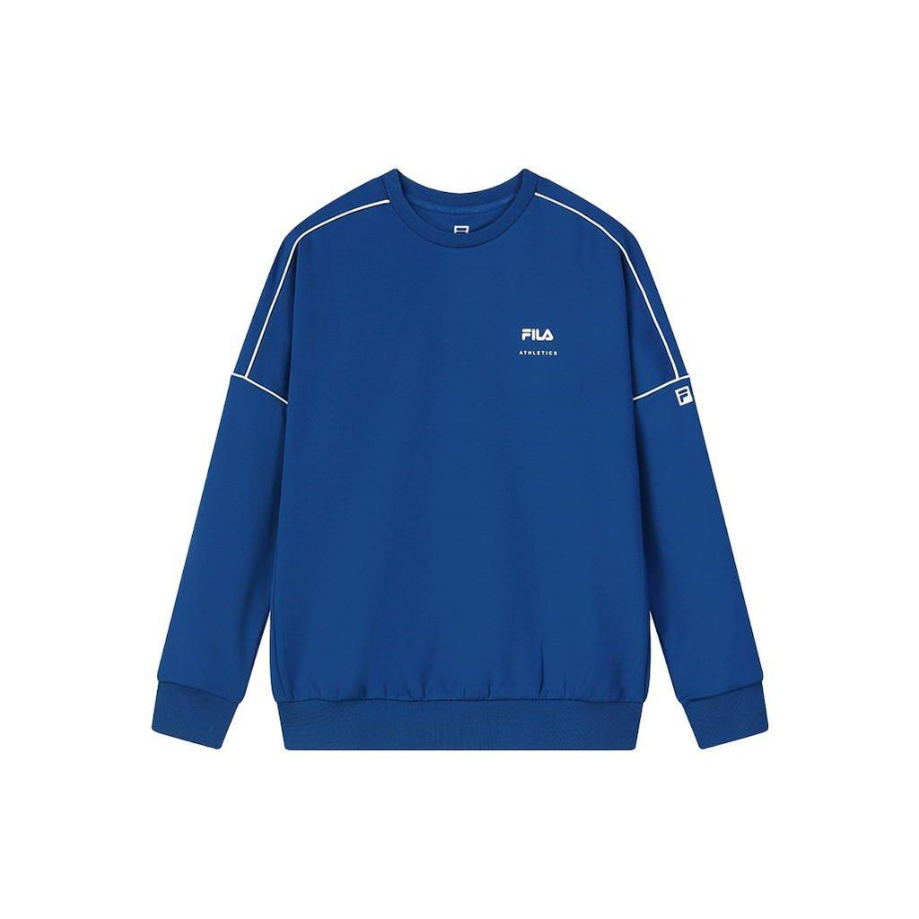 FILA Fitness Series Solid Color Logo Round Neck Pullover Sweatshirt Men sweatshirt Galaxy-Blue A51M331222F-NV