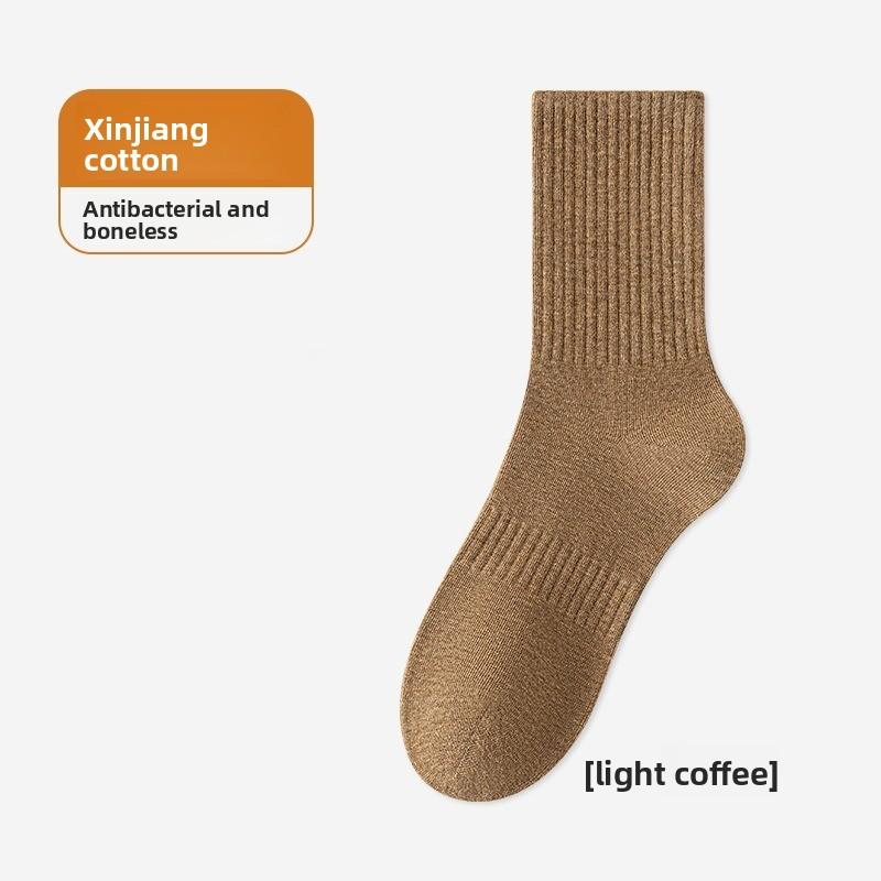 Pure Cotton Socks, Mid-length, Size 7A, Antibacterial, Sweat-absorbing, Odor-resistant, Business-style, Men's, Sport and Casual Long Socks