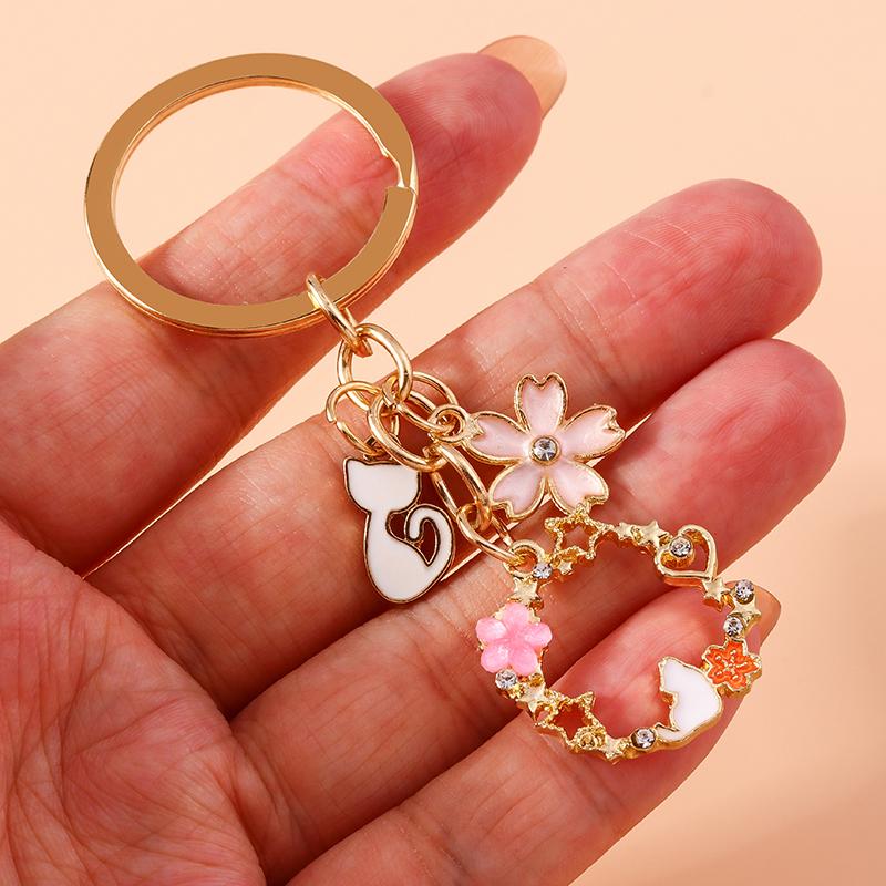 Aihua Cute Enamel Puppy Cats Keychain for Women Girls BFF Bestfriends Handbag Pendant Birthday Jewelry Gifts