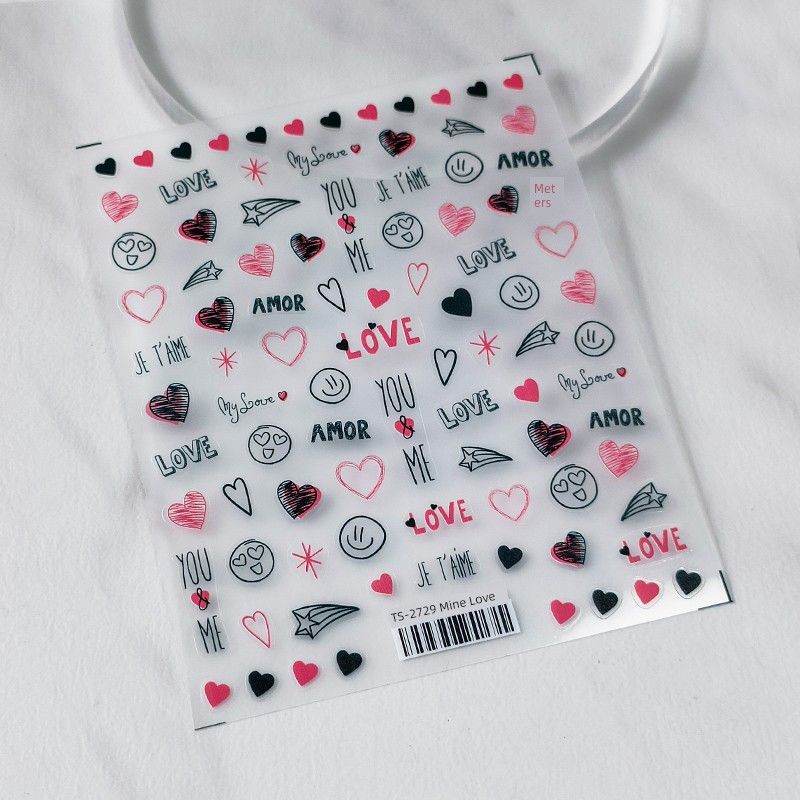 

Qiji Line Heart Smiley Face Three-Dimensional Relief Nail Sticker Waterproof Nail Sticker Decorative Jewelry 2729 2730 TS-2729