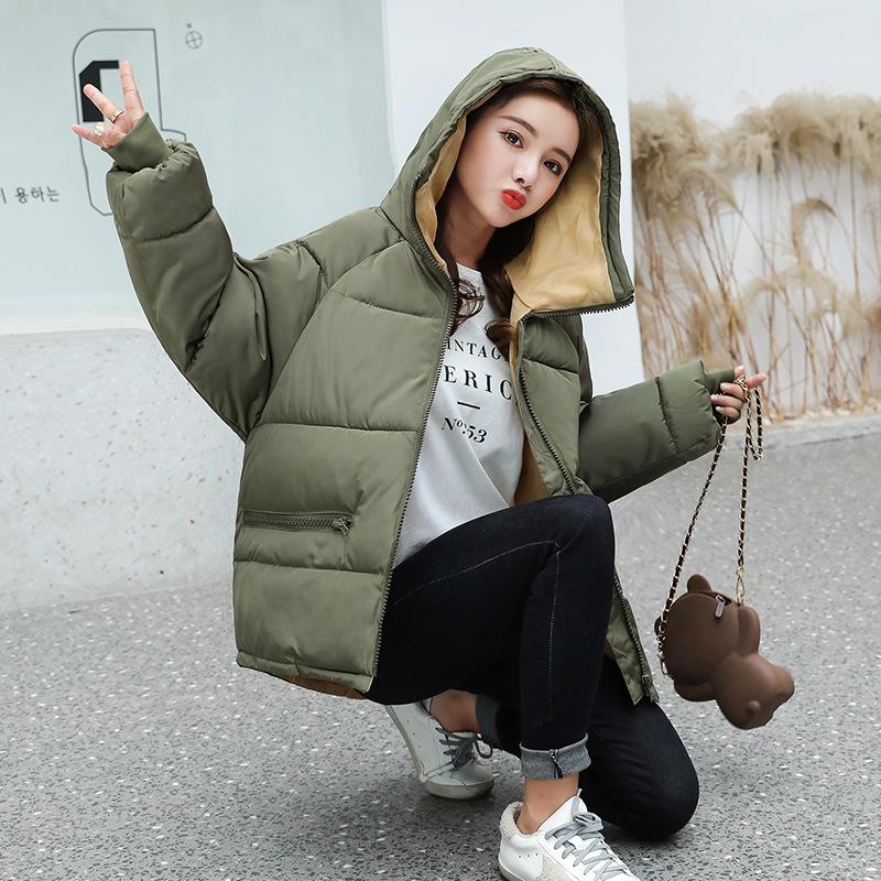 Small Cotton-padded Women's Short Winter New Hooded Small Cotton-padded Jacket Women's Loose Cotton-padded Women