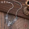 Leaf Splicing Alloy Gold Necklace, Colorful Oil Dripping Fashion Women's Neck Chain Collarbone Chain Jewelry