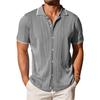 Mens Contrast Trim Short Sleeve Knit Polo Shirt Button Down Hollow Out Casual Summer Top