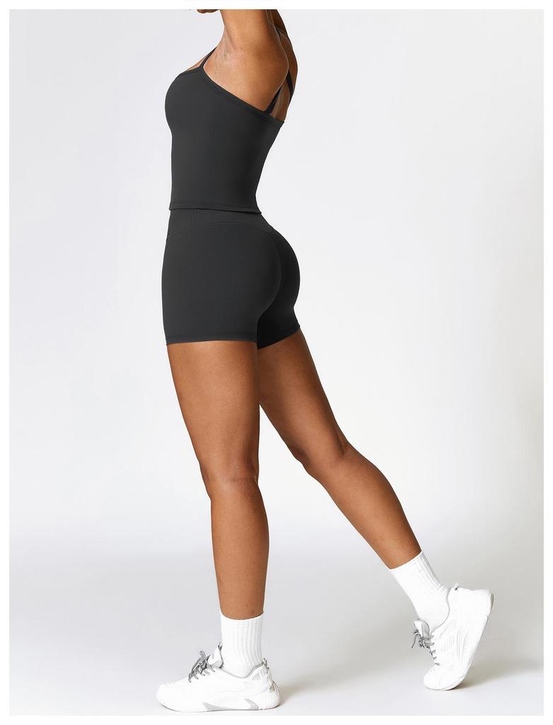 Women's European & American Style Quick-Dry Yoga Set: Tight Vest and Shorts for Outdoor Running and Fitness