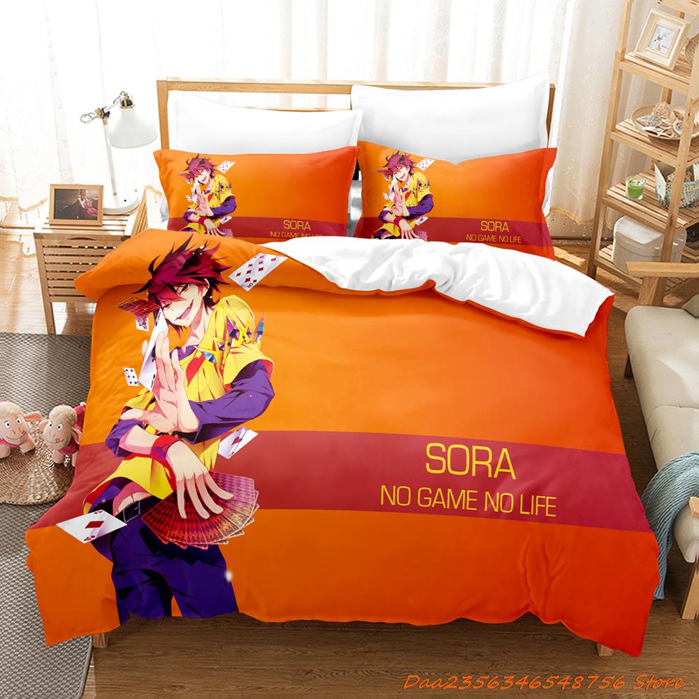 

New Personelity No Game No Life Beding Set Carton Anime thre-piece set Adult People Kid Bedrom durable Quality Duvetcover Sets 3D Kawai Girl pink 100*200cm Single
