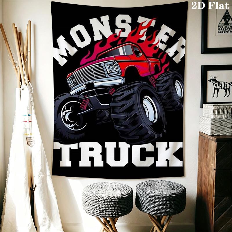 Monster Truck Pattern Home Decor Tapestry, Wall Hanging, Decorative RV Wall Cloth.MGT0918252