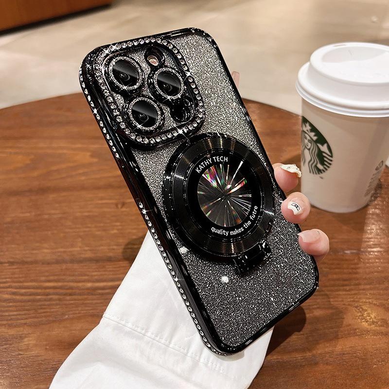 

Luxury Glitter Rhinestone Magnetic Ring Holder Phone Case for iPhone, Bling Camera Protection Cover iPhone 11Pro