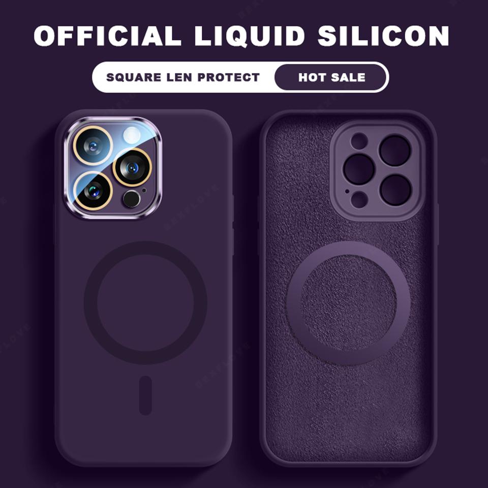 Liquid Silicone Magnetic Phone Case For iPhone 15 14 16 Plus 11 12 13 16 Pro Max Magsafe Wireless Charge Protector Soft Cover