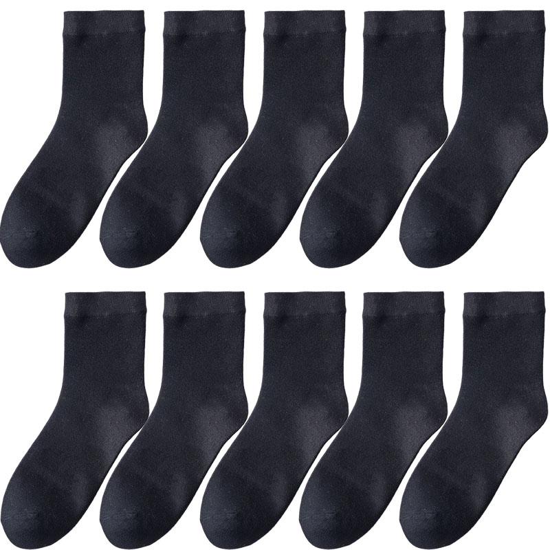 10 Pair Women's Bamboo Fiber Socks Harajuku Retro Solid Color Casual Ladies Set Black Socks Korean Style White Socks
