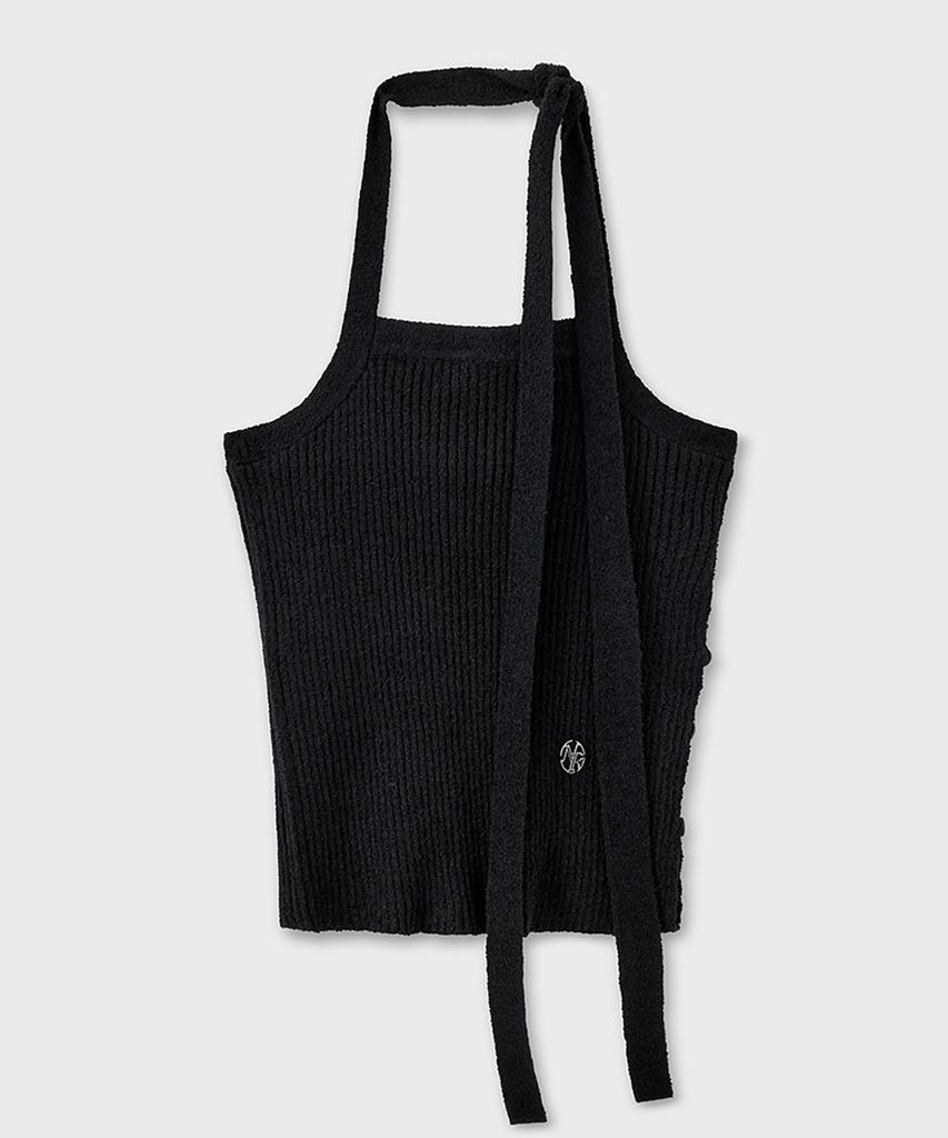 NOIRER FOR WOMAN Square Halter Neck Layered Knit (Black)
