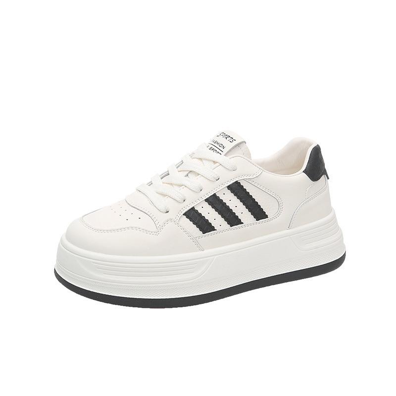 First layer cowhide white shoes women's autumn new students versatile thick baseplate shoes casual sports shoes children