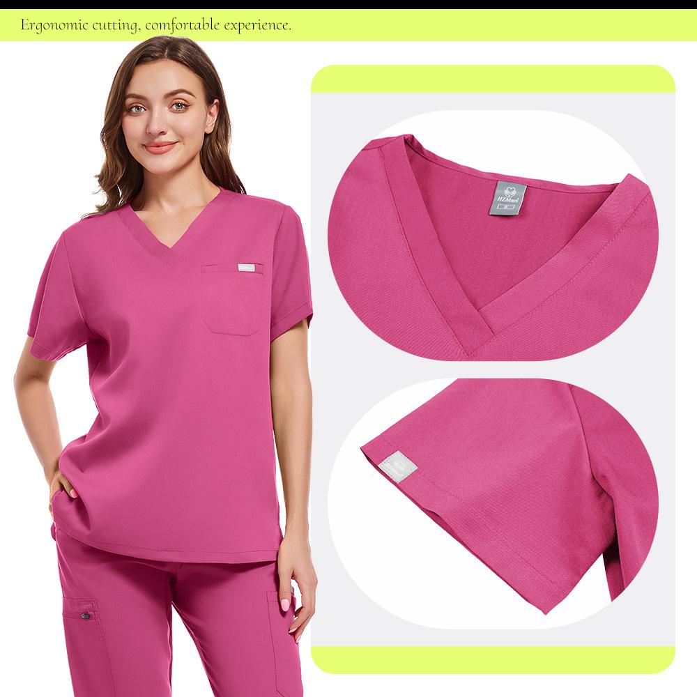 Sjuksköterskeskrubbdräkt i åtta färger - Andningsbar, Svettabsorberande Damuniform för Djursjukhus